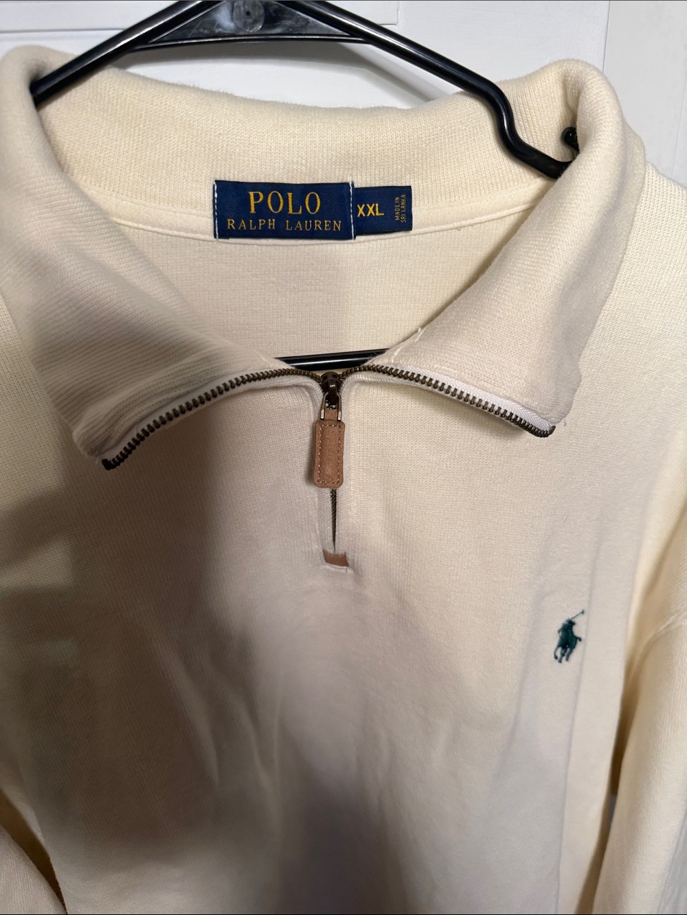 Polo by Ralph Lauren Cream Half-Zip Pullover with Green Pony